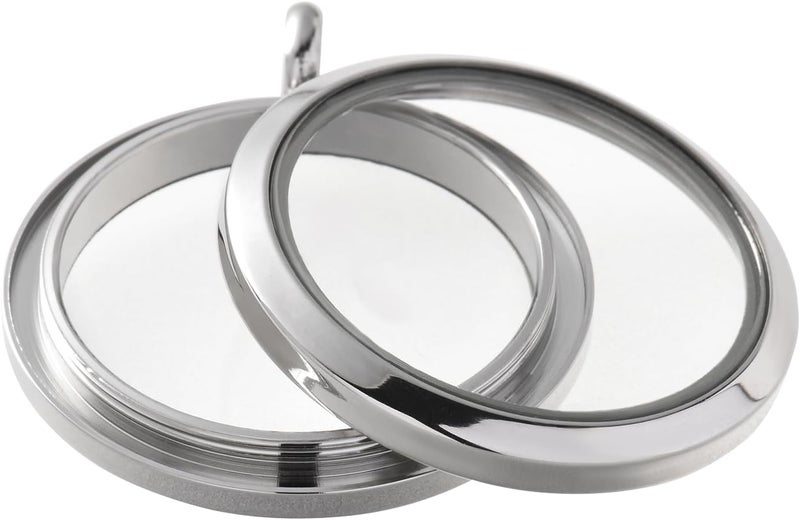 FM FM42 Stainless Steel 30mm/1.18" Diameter Glass Locket Pendant Charm, Pack of 4 - Image 3